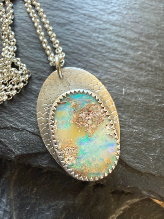 Blue and Green Opal Pendant