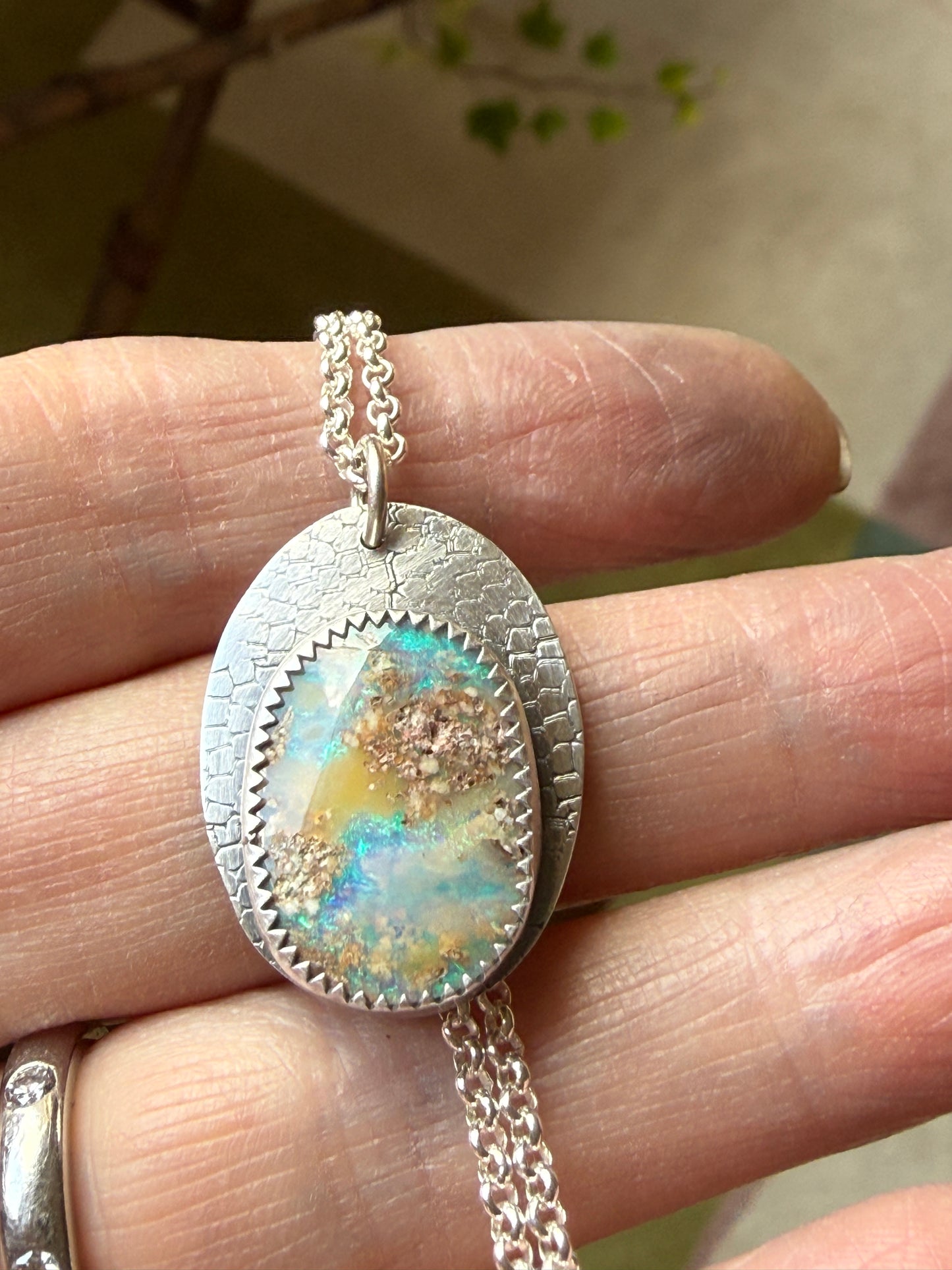 Blue and Green Opal Pendant