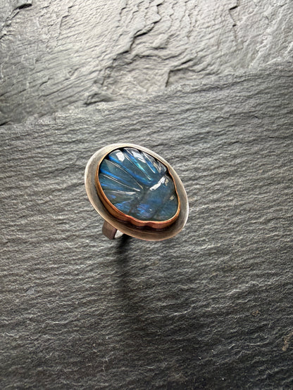 Labradorite Scarab Ring US 6 3/4 UK N