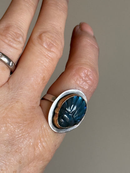 Labradorite Scarab Ring US 6 3/4 UK N