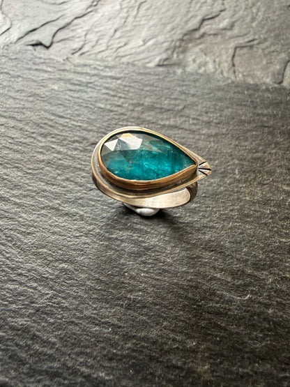 Teal Kyanite Ring US 8 1/4 UK Q