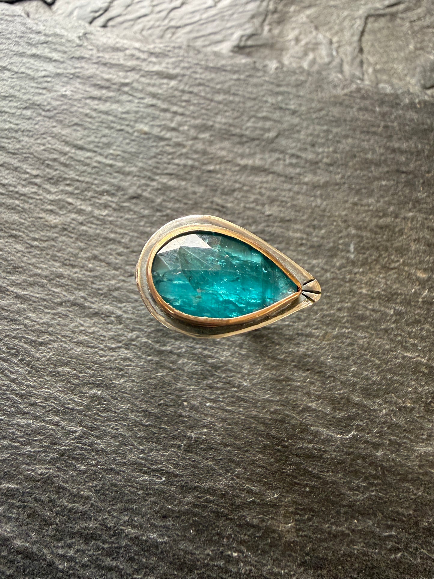 Teal Kyanite Ring US 8 1/4 UK Q
