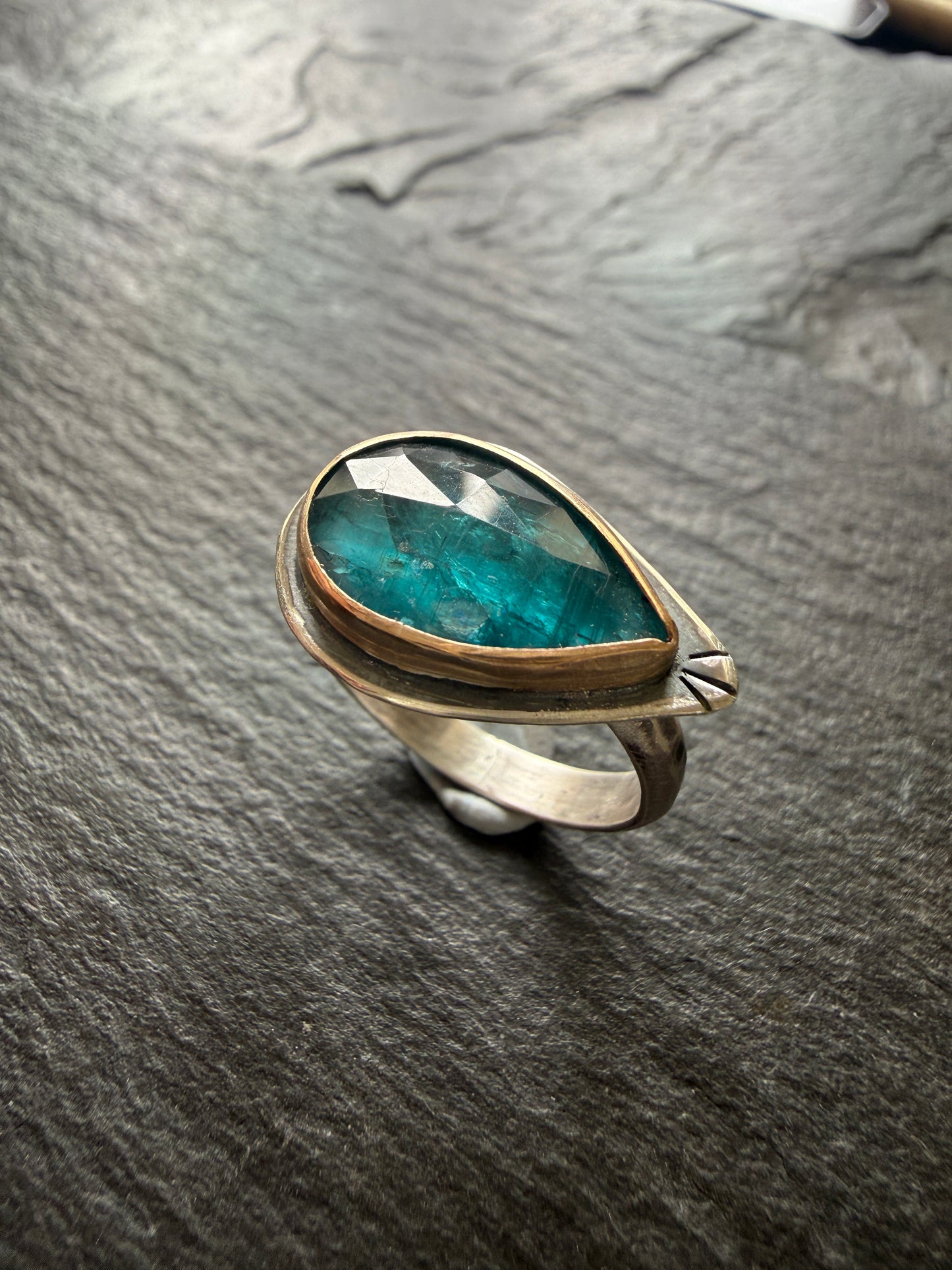 Teal Kyanite Ring US 8 1/4 UK Q