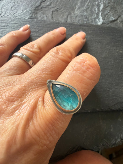 Teal Kyanite Ring US 8 1/4 UK Q