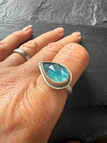 Teal Kyanite Ring US 8 1/4 UK Q