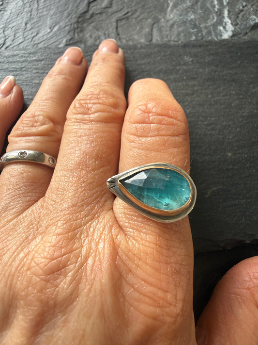 Teal Kyanite Ring US 8 1/4 UK Q