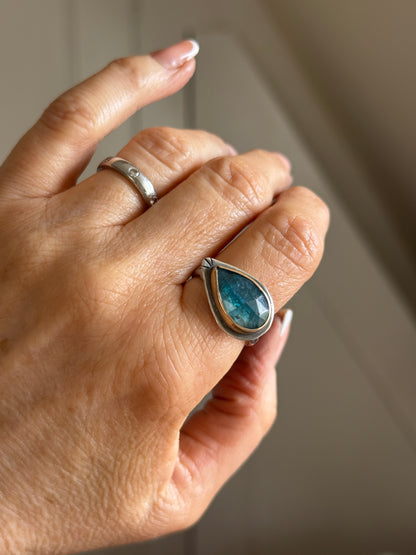 Teal Kyanite Ring US 8 1/4 UK Q