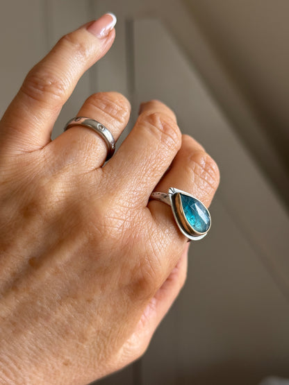 Teal Kyanite Ring US 8 1/4 UK Q