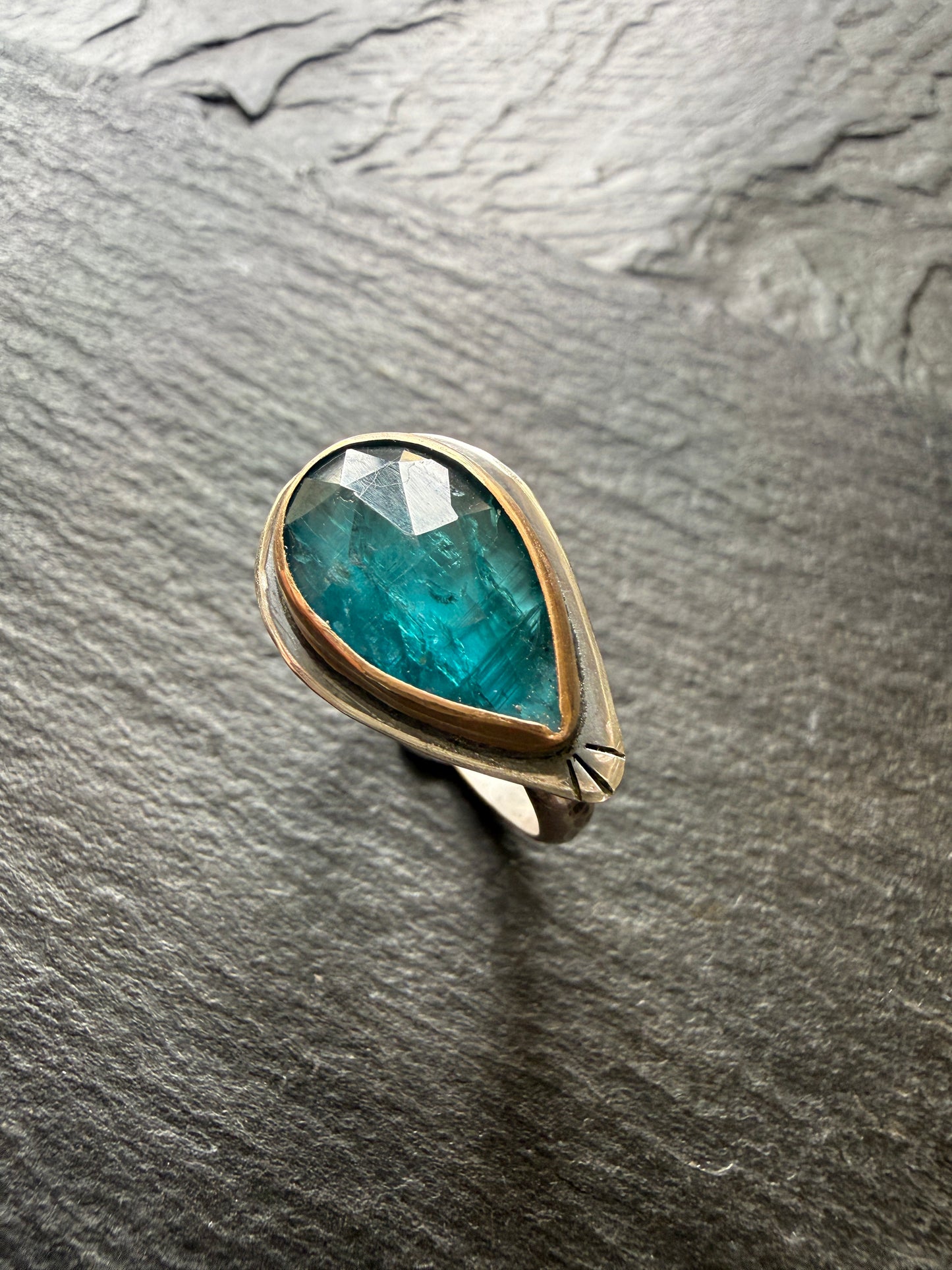 Teal Kyanite Ring US 8 1/4 UK Q
