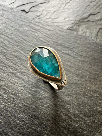 Teal Kyanite Ring US 8 1/4 UK Q