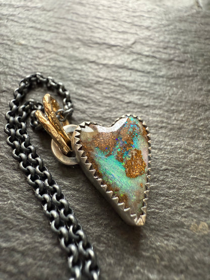 Green Opal Heart Necklace