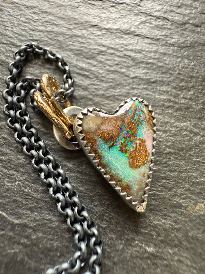 Green Opal Heart Necklace