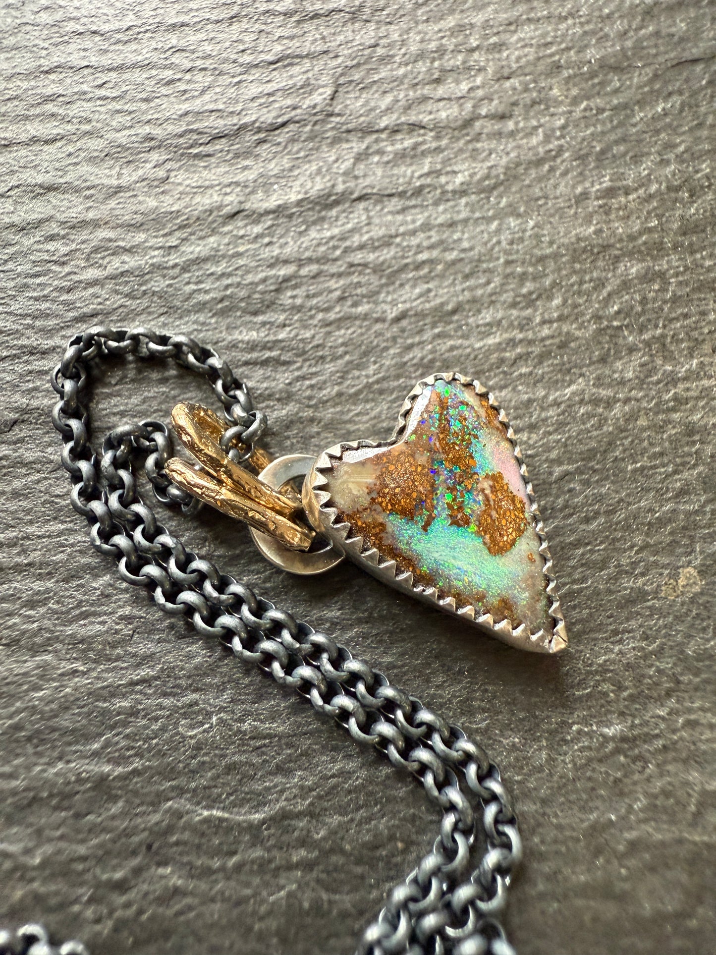 Green Opal Heart Necklace