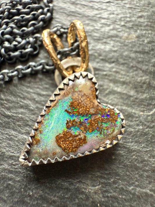 Green Opal Heart Necklace