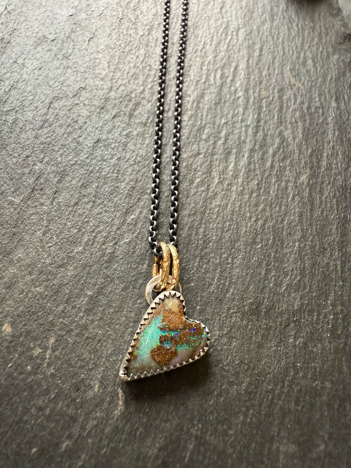 Green Opal Heart Necklace