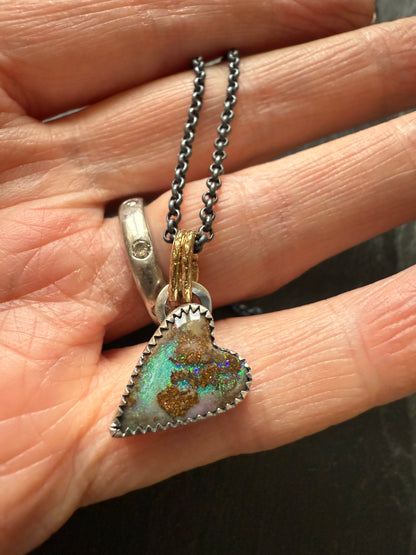 Green Opal Heart Necklace