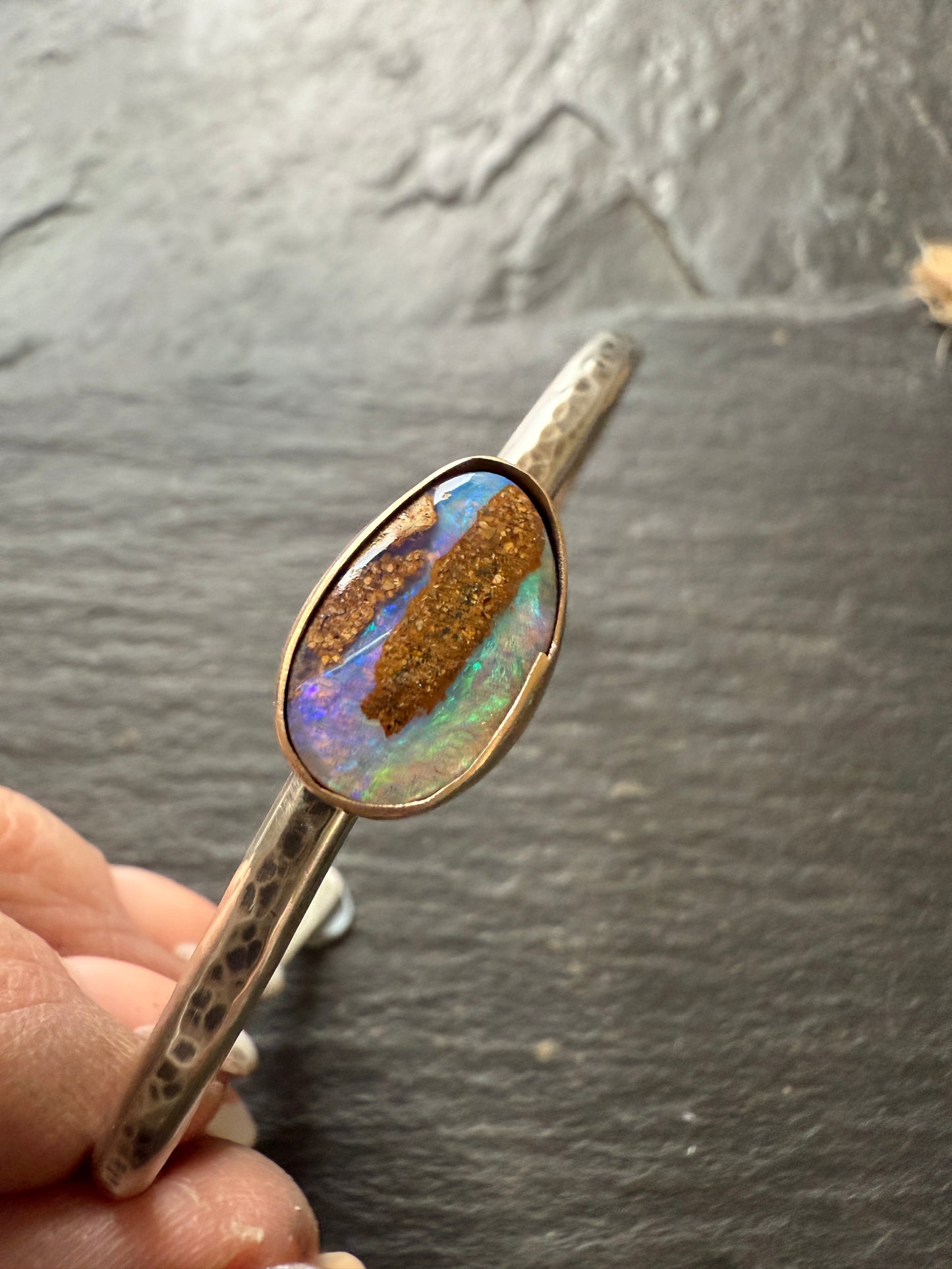 RESERVED - Boulder opal cuff bracelet