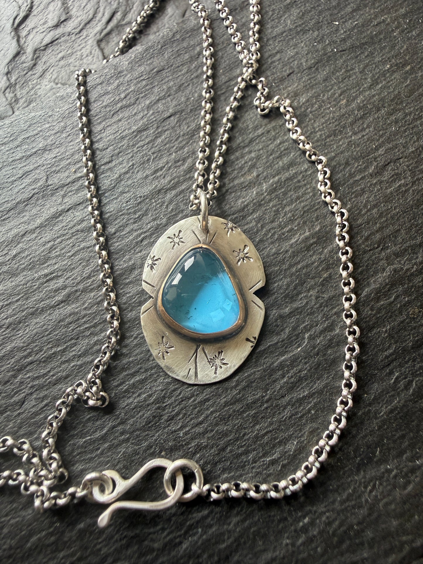 Swiss Blue Topaz Pendant Necklace
