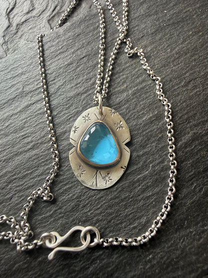 Swiss Blue Topaz Pendant Necklace