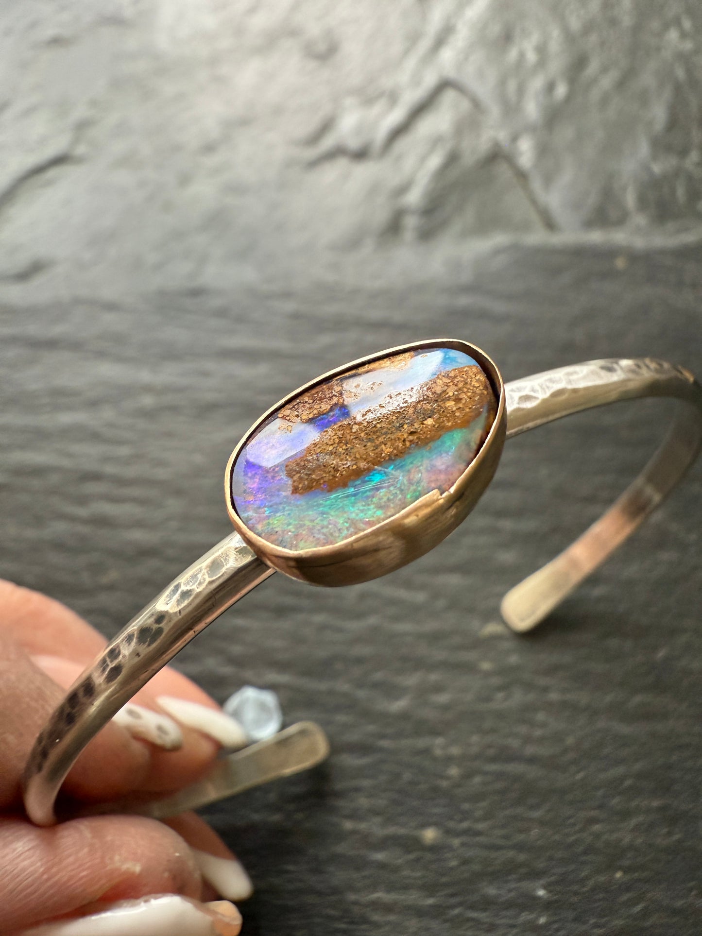 RESERVED - Boulder opal cuff bracelet