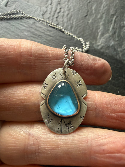 Swiss Blue Topaz Pendant Necklace