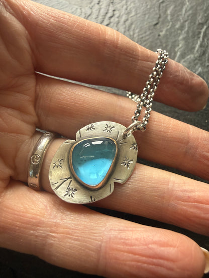 Swiss Blue Topaz Pendant Necklace