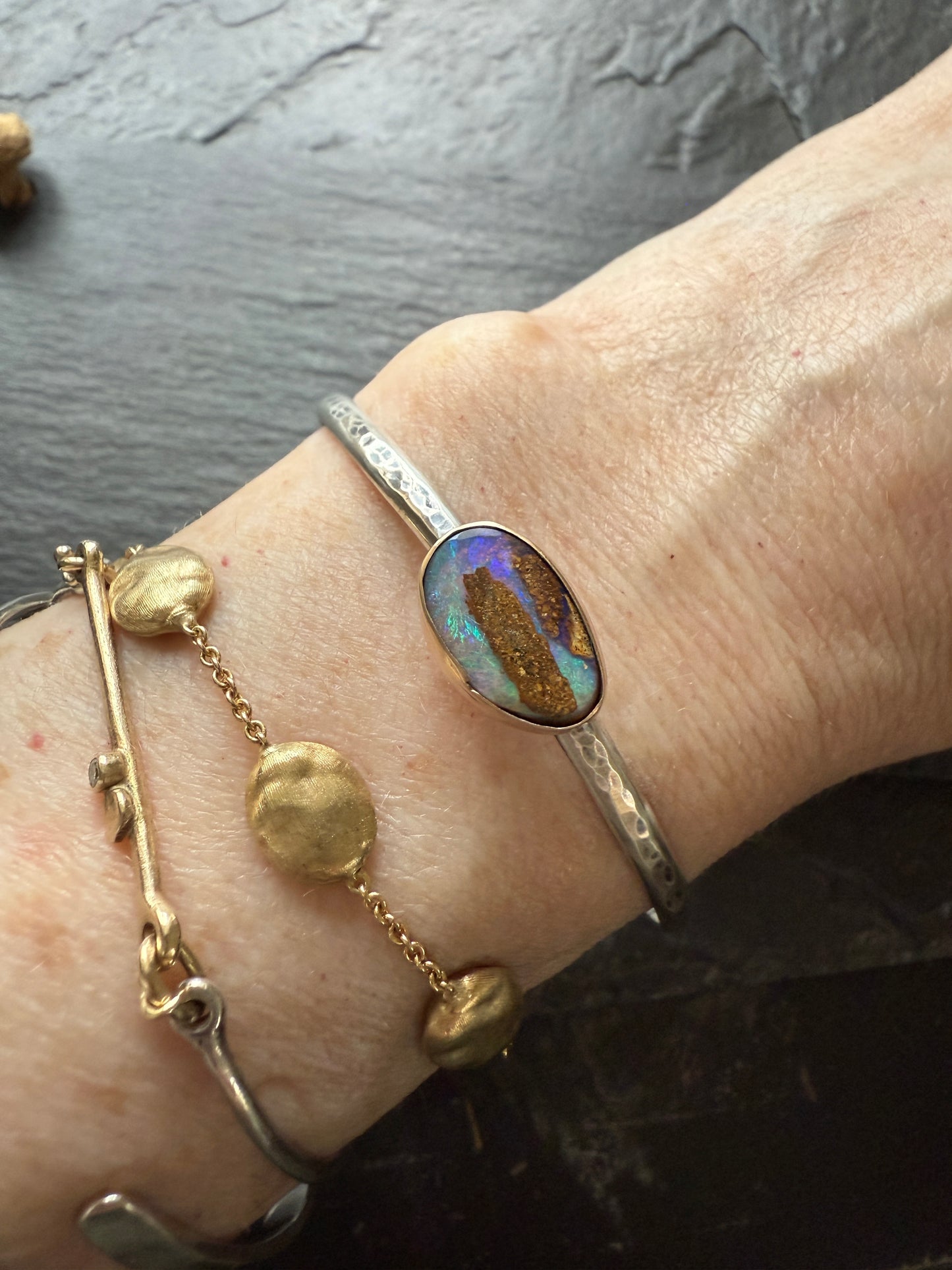 RESERVED - Boulder opal cuff bracelet