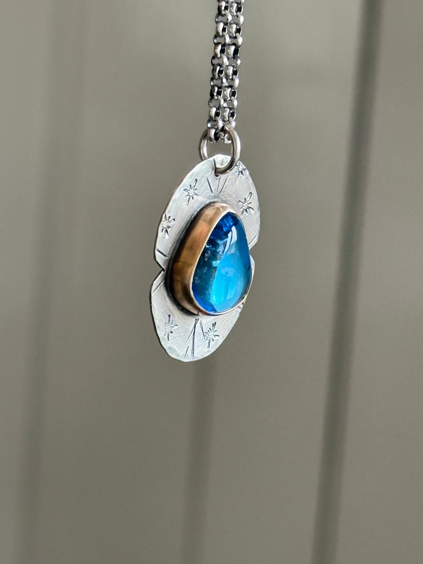 Swiss Blue Topaz Pendant Necklace