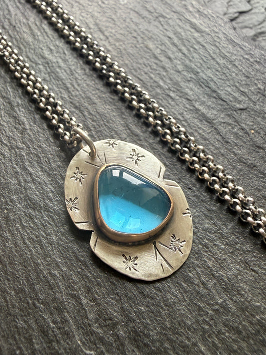 Swiss Blue Topaz Pendant Necklace