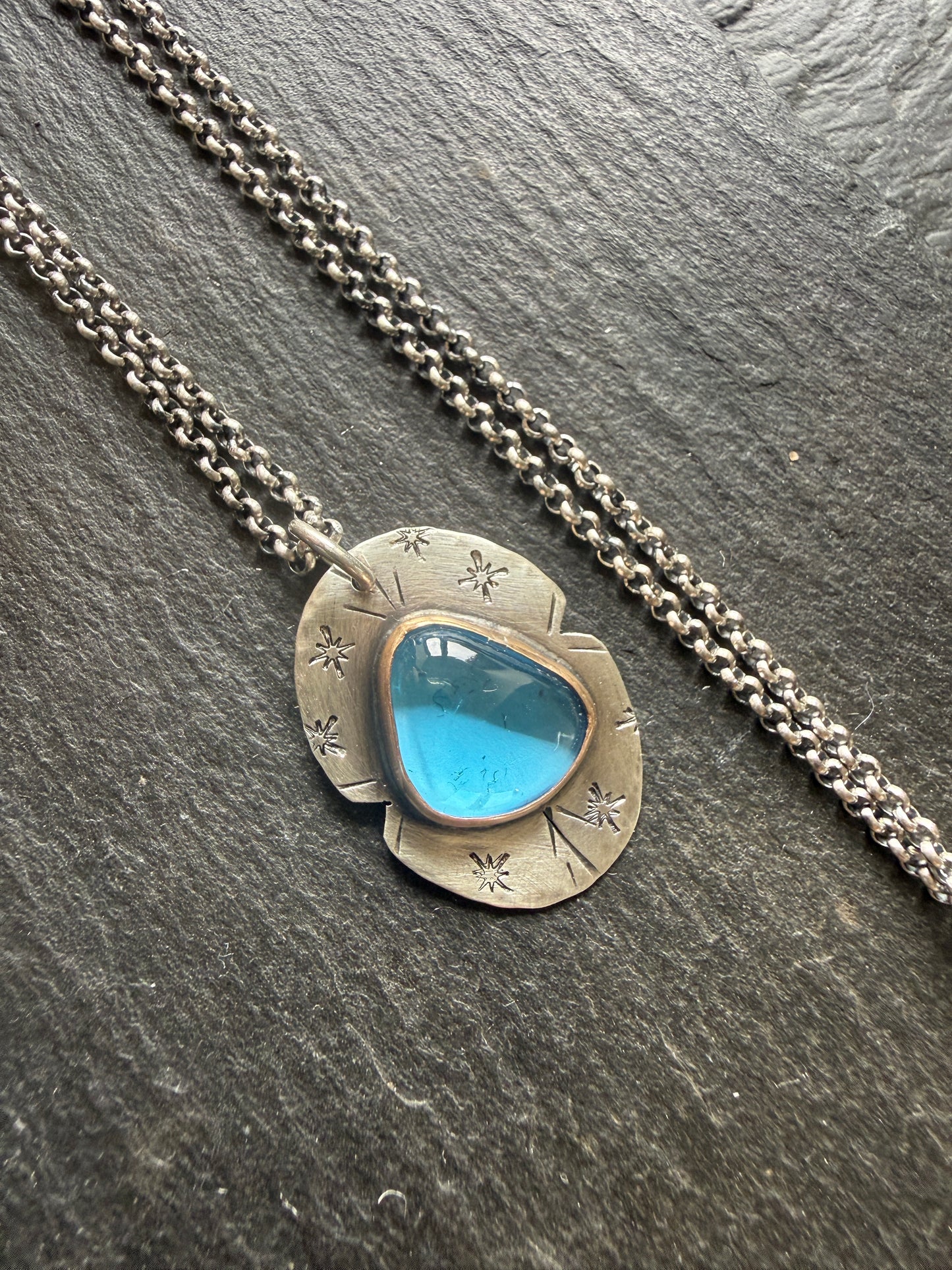 Swiss Blue Topaz Pendant Necklace