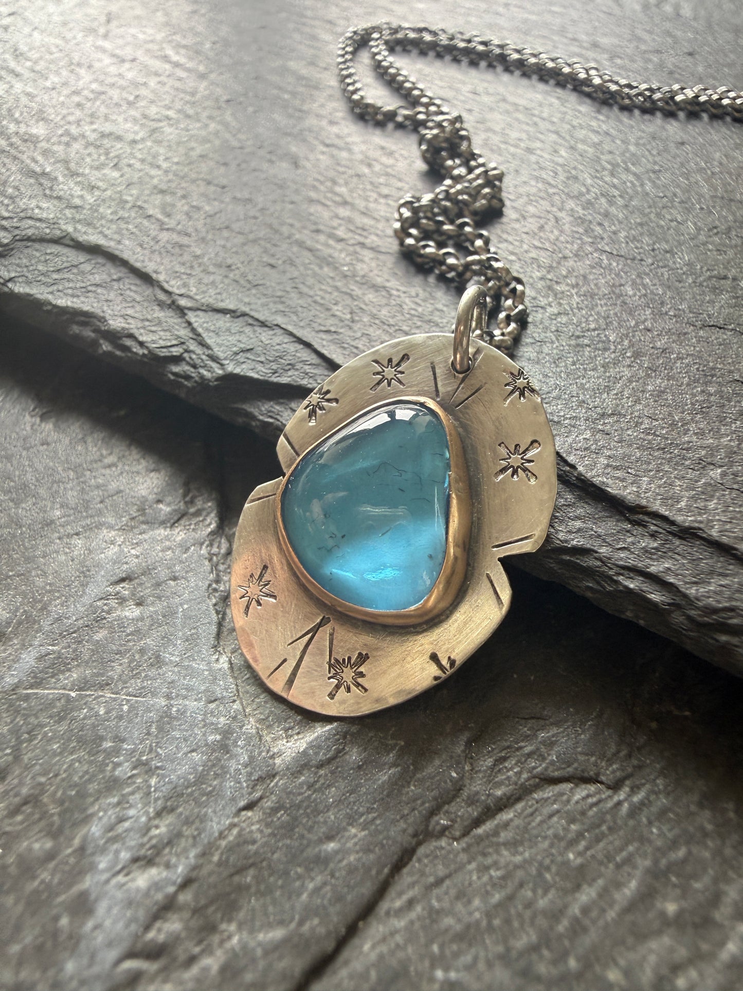 Swiss Blue Topaz Pendant Necklace