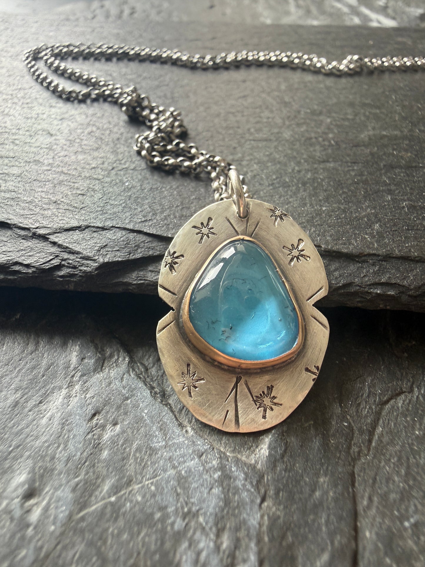 Swiss Blue Topaz Pendant Necklace