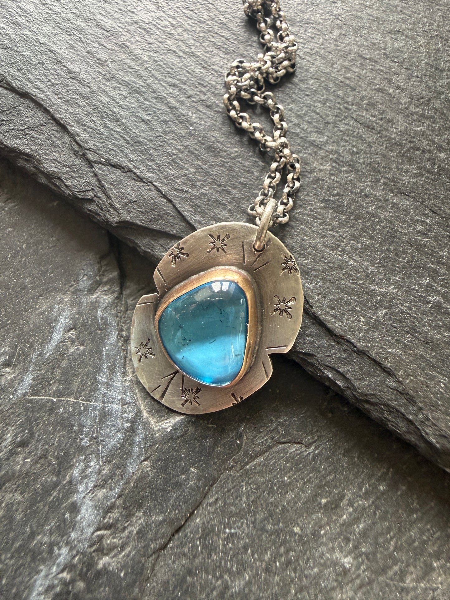 Swiss Blue Topaz Pendant Necklace