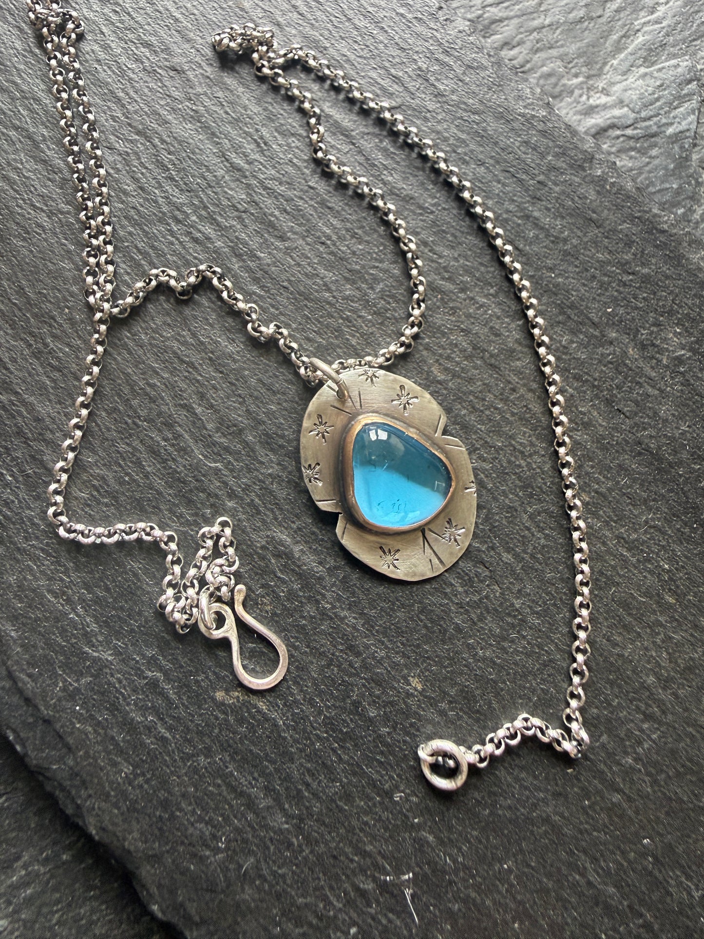 Swiss Blue Topaz Pendant Necklace