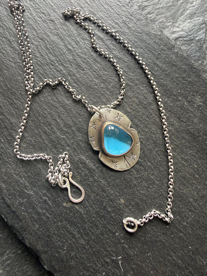 Swiss Blue Topaz Pendant Necklace