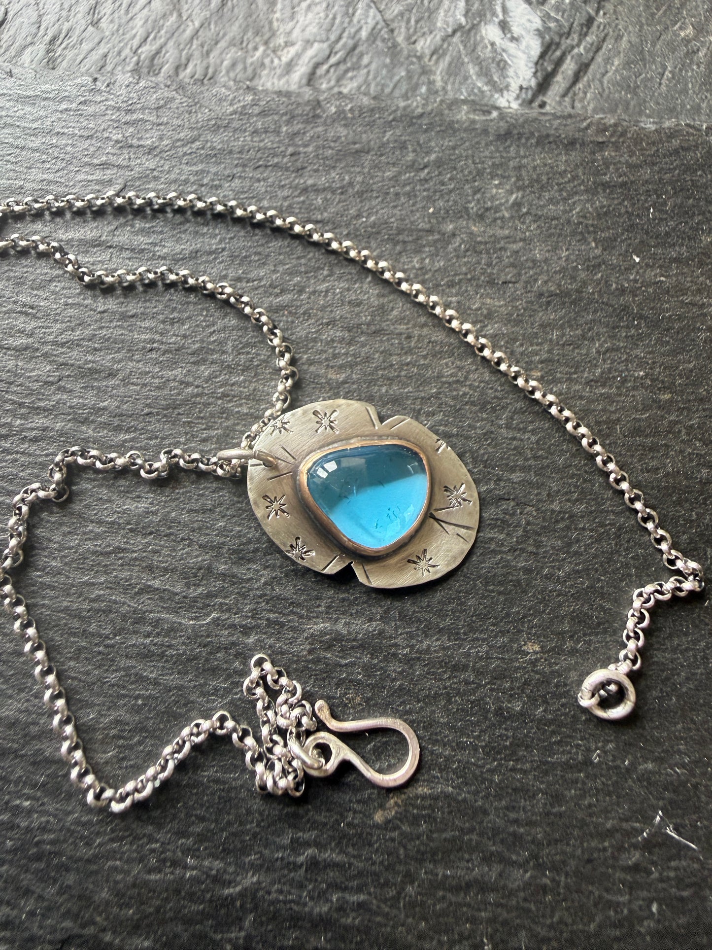 Swiss Blue Topaz Pendant Necklace