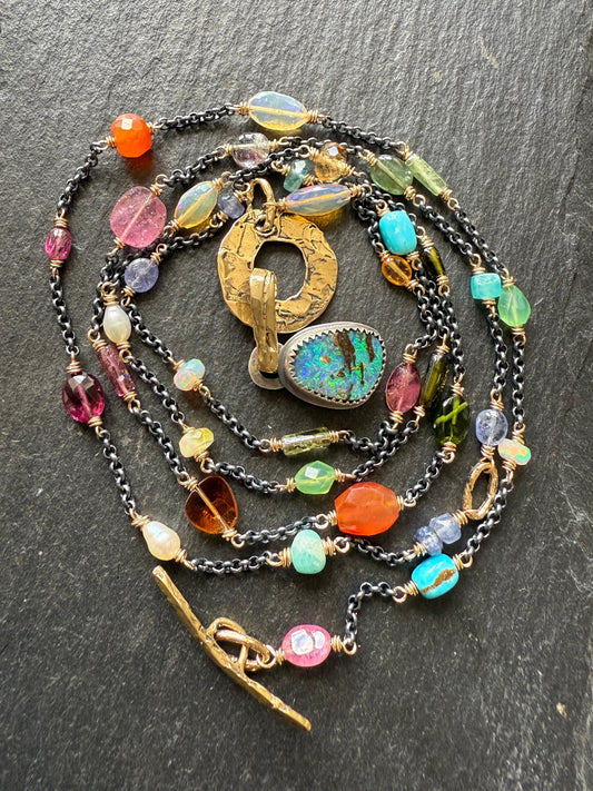 Multi-gemstone and Opal Necklace