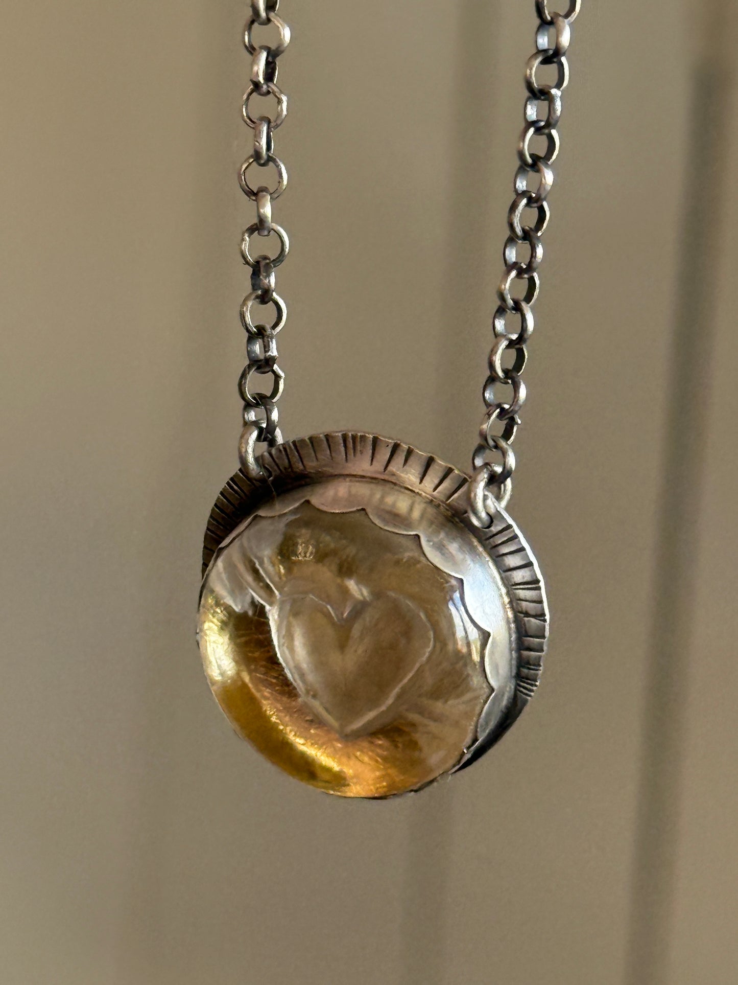 Heart carved Quartz Necklace with 24k Gold