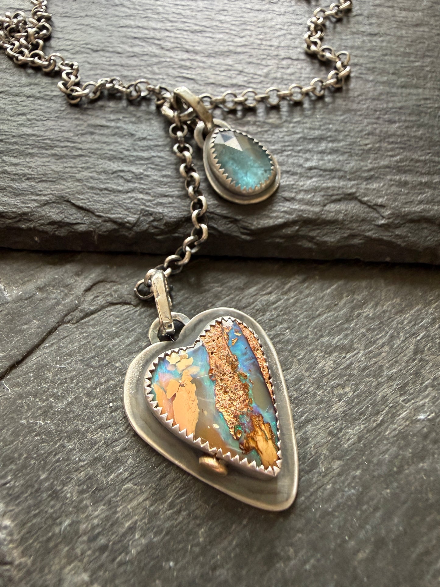 Opal and Kyanite Y Lariat Necklace