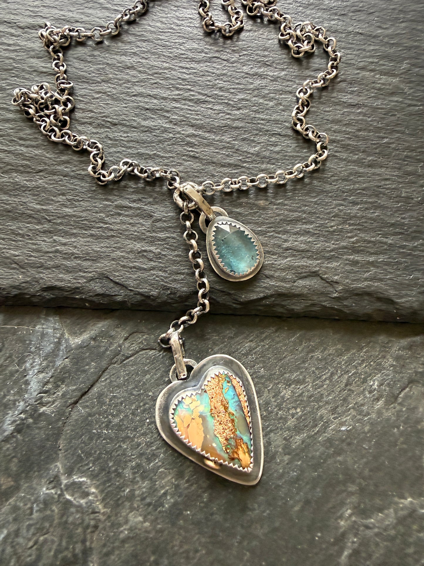 Opal and Kyanite Y Lariat Necklace