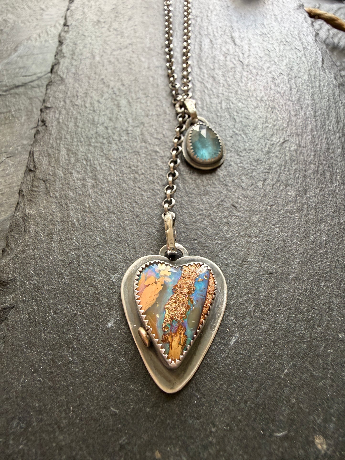 Opal and Kyanite Y Lariat Necklace