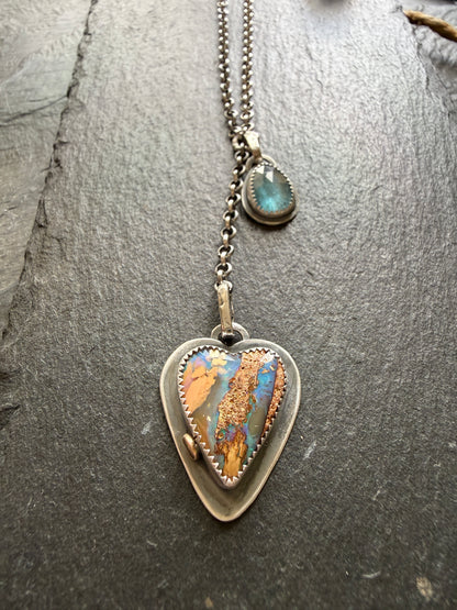 Opal and Kyanite Y Lariat Necklace