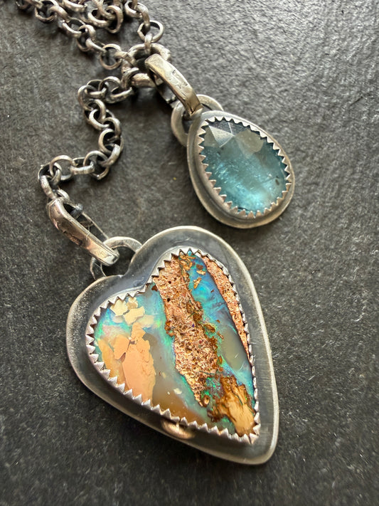 Opal and Kyanite Y Lariat Necklace