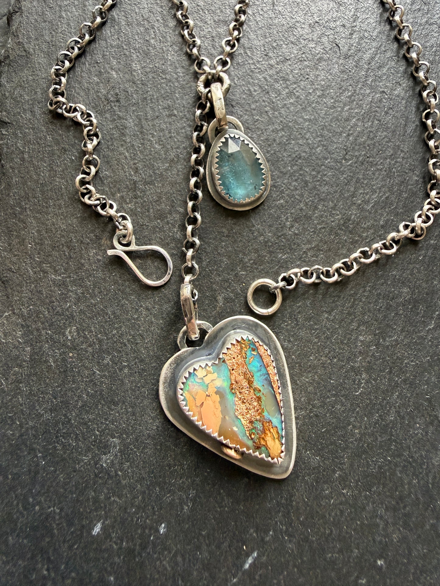 Opal and Kyanite Y Lariat Necklace