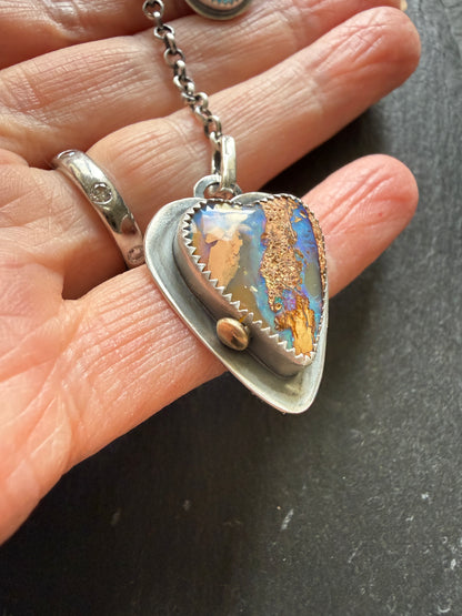 Opal and Kyanite Y Lariat Necklace