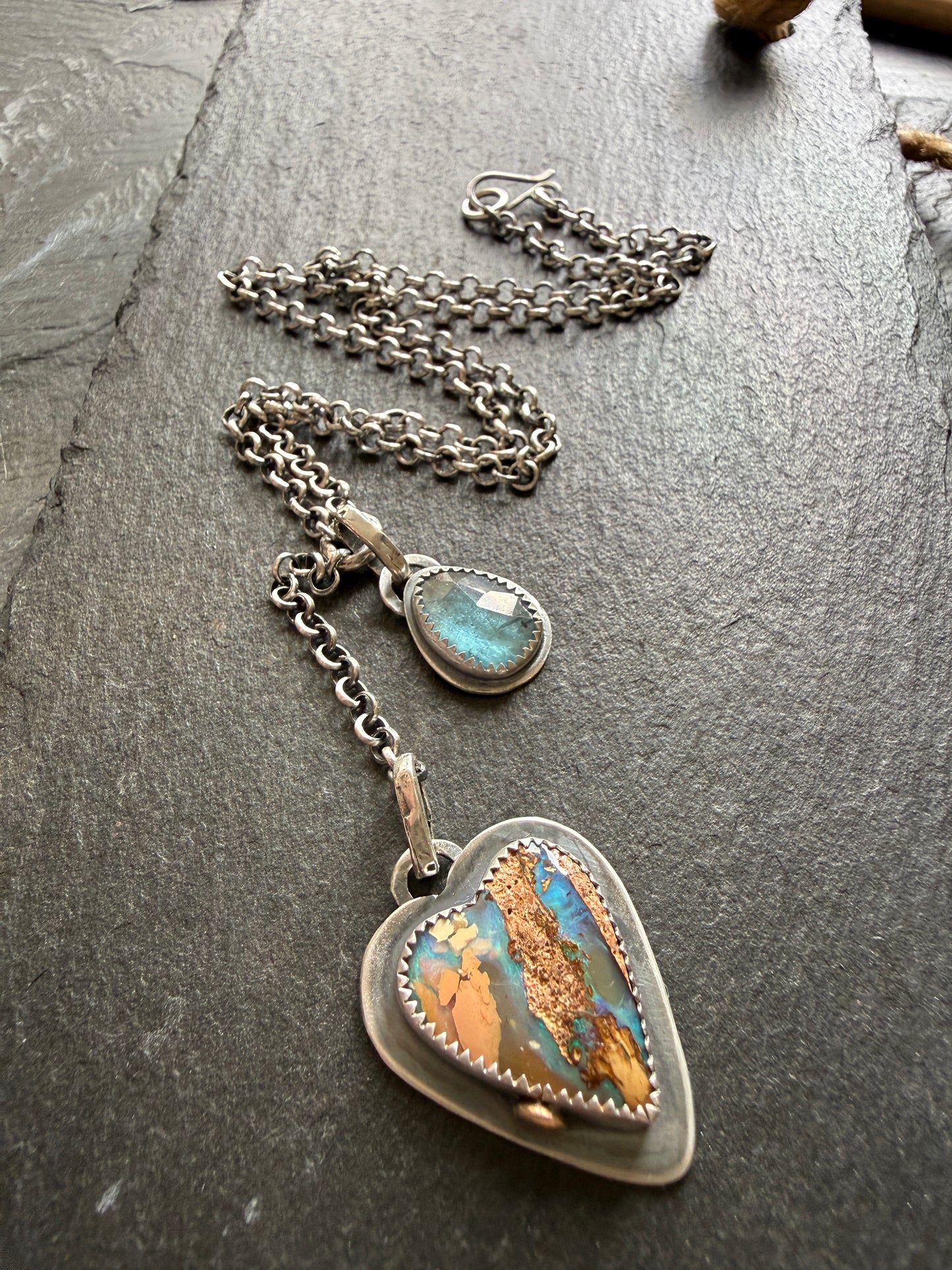 Opal and Kyanite Y Lariat Necklace