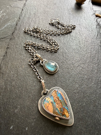 Opal and Kyanite Y Lariat Necklace