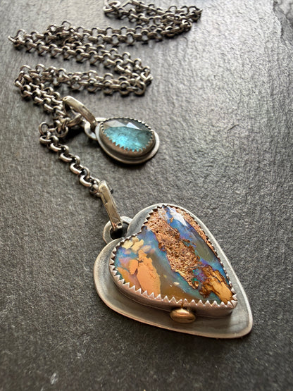 Opal and Kyanite Y Lariat Necklace
