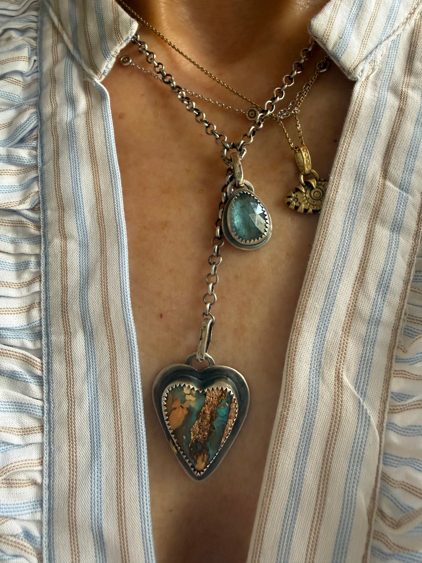 Opal and Kyanite Y Lariat Necklace