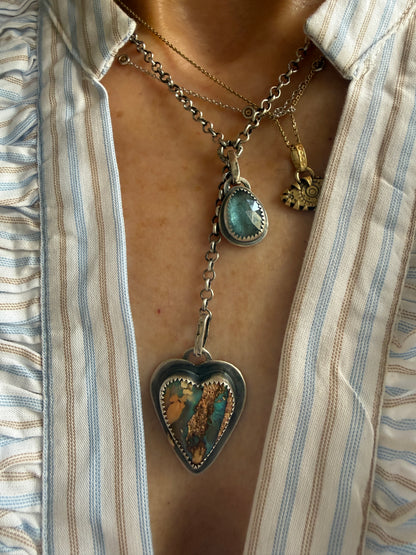 Opal and Kyanite Y Lariat Necklace